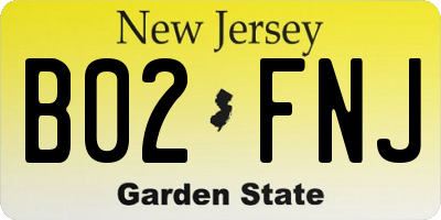 NJ license plate B02FNJ