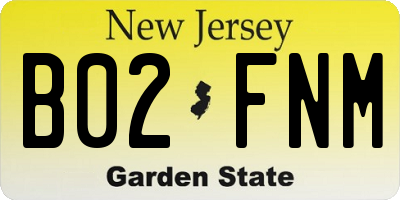 NJ license plate B02FNM