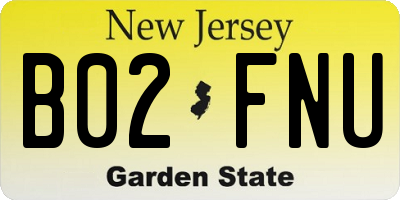 NJ license plate B02FNU