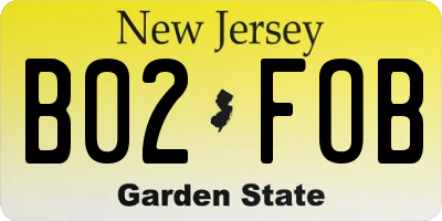 NJ license plate B02FOB