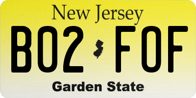 NJ license plate B02FOF