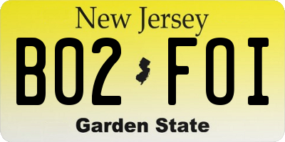 NJ license plate B02FOI