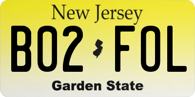 NJ license plate B02FOL