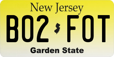 NJ license plate B02FOT