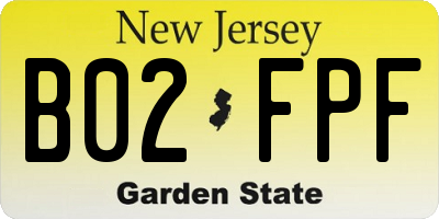 NJ license plate B02FPF