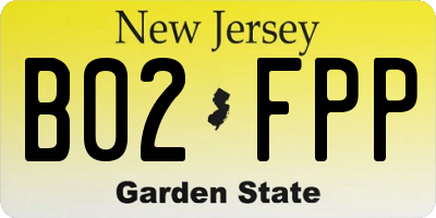 NJ license plate B02FPP