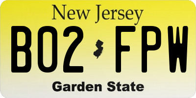 NJ license plate B02FPW
