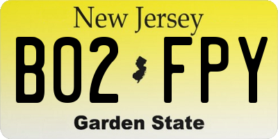 NJ license plate B02FPY