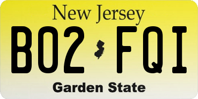NJ license plate B02FQI
