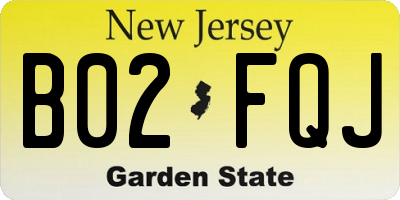 NJ license plate B02FQJ