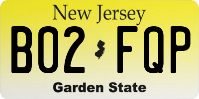 NJ license plate B02FQP