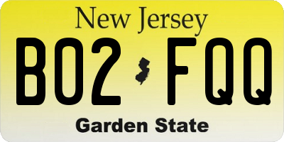NJ license plate B02FQQ