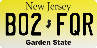 NJ license plate B02FQR