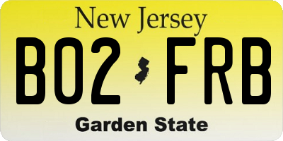 NJ license plate B02FRB