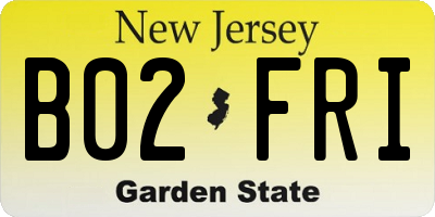 NJ license plate B02FRI