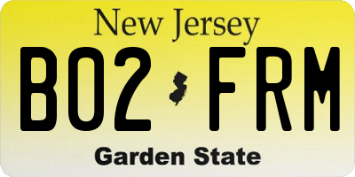 NJ license plate B02FRM