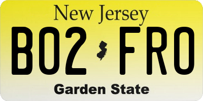 NJ license plate B02FRO