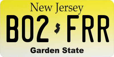 NJ license plate B02FRR