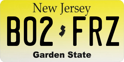 NJ license plate B02FRZ