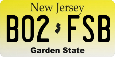 NJ license plate B02FSB