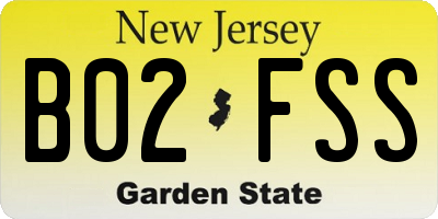 NJ license plate B02FSS