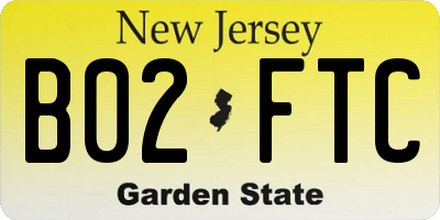 NJ license plate B02FTC