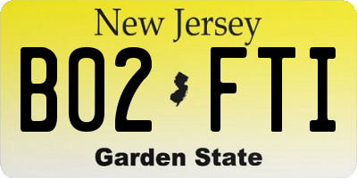 NJ license plate B02FTI