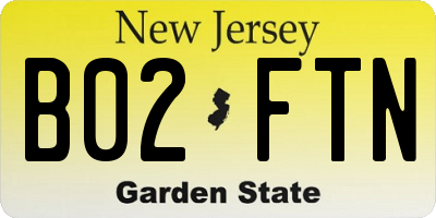 NJ license plate B02FTN