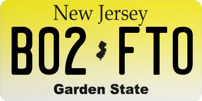 NJ license plate B02FTO