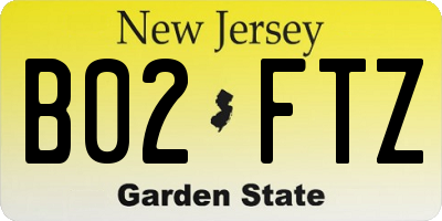 NJ license plate B02FTZ