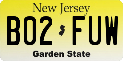 NJ license plate B02FUW