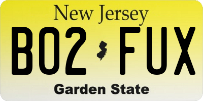 NJ license plate B02FUX