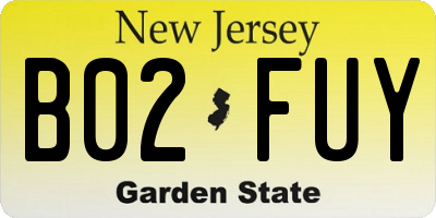 NJ license plate B02FUY