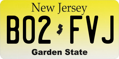 NJ license plate B02FVJ