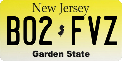 NJ license plate B02FVZ