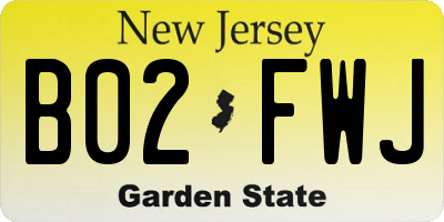 NJ license plate B02FWJ