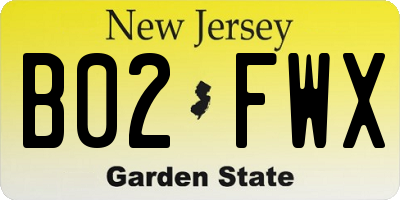 NJ license plate B02FWX