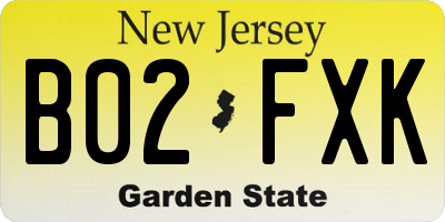 NJ license plate B02FXK