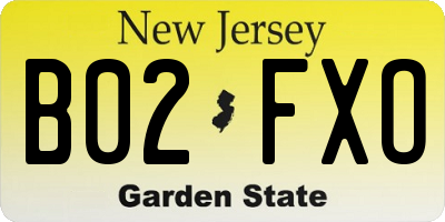 NJ license plate B02FXO