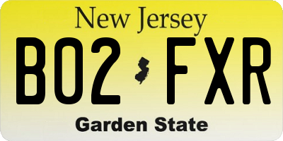 NJ license plate B02FXR