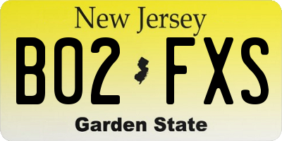 NJ license plate B02FXS