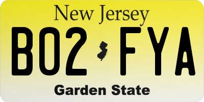 NJ license plate B02FYA