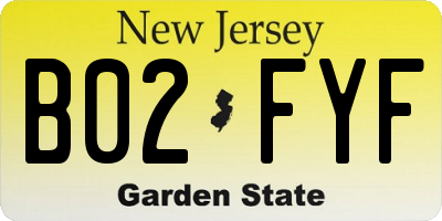 NJ license plate B02FYF