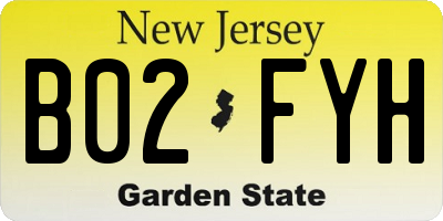 NJ license plate B02FYH