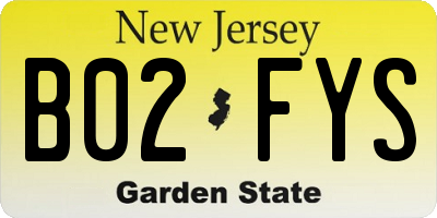NJ license plate B02FYS