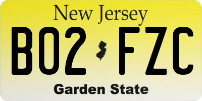 NJ license plate B02FZC
