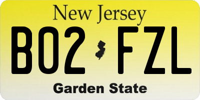 NJ license plate B02FZL