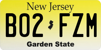 NJ license plate B02FZM