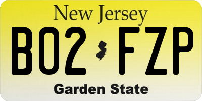 NJ license plate B02FZP