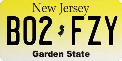 NJ license plate B02FZY